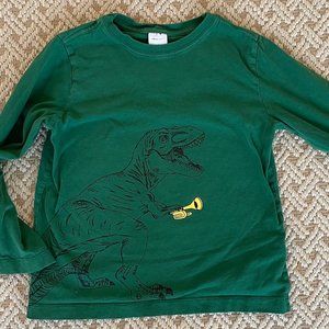 Hanna Andersson Green Long Sleeve Dinosaur Trumpet T-Shirt Sz 120 (6/7)